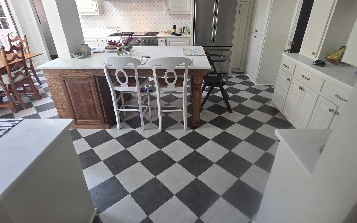 Large format slate tile floor